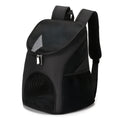 Portable pet backpack for cats and small dogs in red, black, brown, or blue colours with medium-soft construction