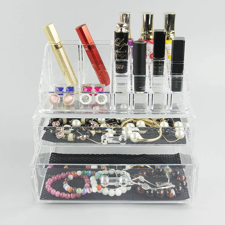Clear foldable acrylic makeup storage organiser box with 18 litre capacity