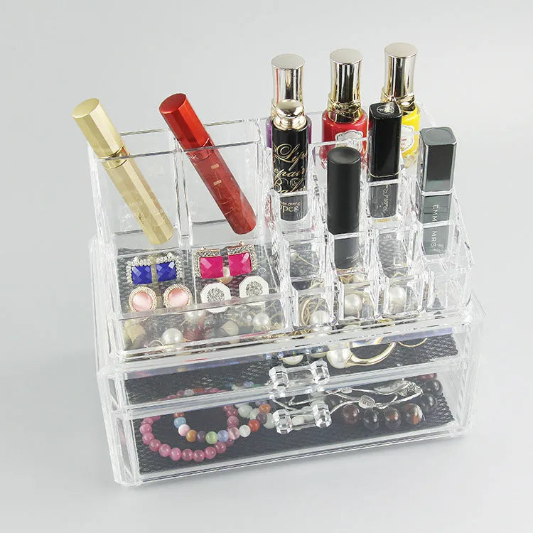 Clear foldable acrylic makeup storage organiser box with 18 litre capacity