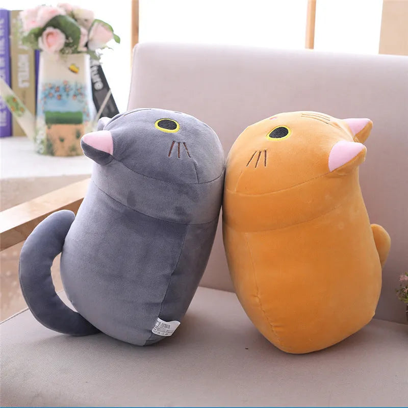 Soft fat cat design plush rag doll in grey colour with down cotton filling