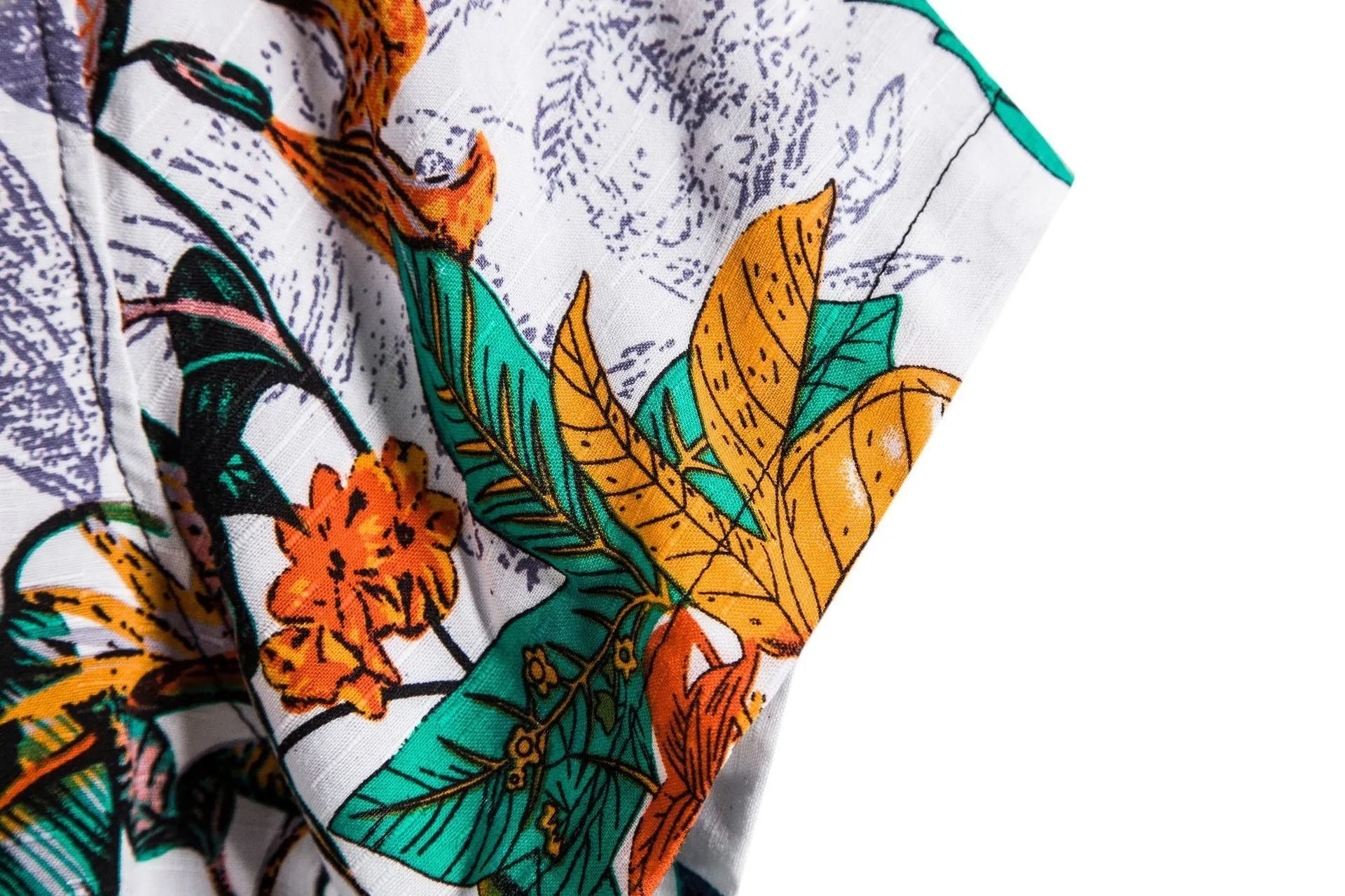 Plus size men's casual short-sleeved floral shirt in cotton with stand-up collar, flower colour