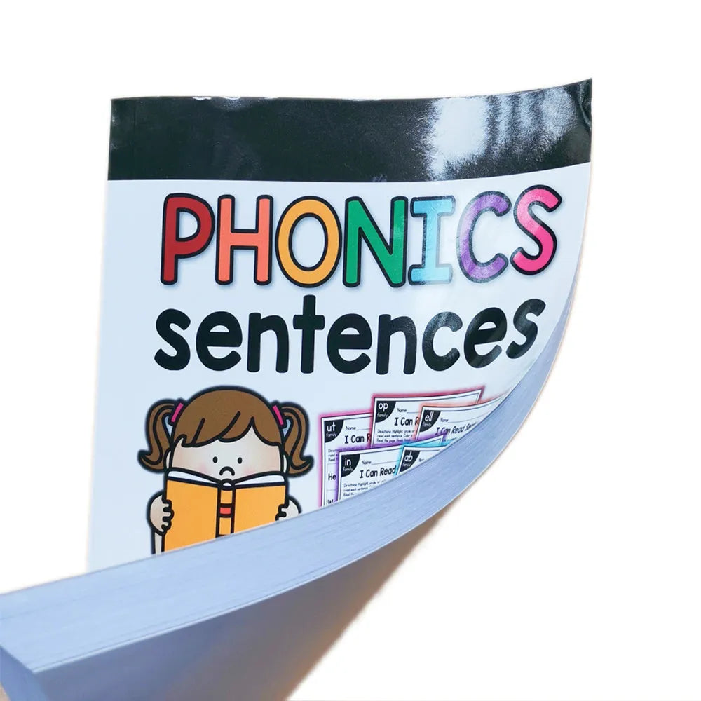 Children's phonics reading worksheet showing English language exercises for age 6+