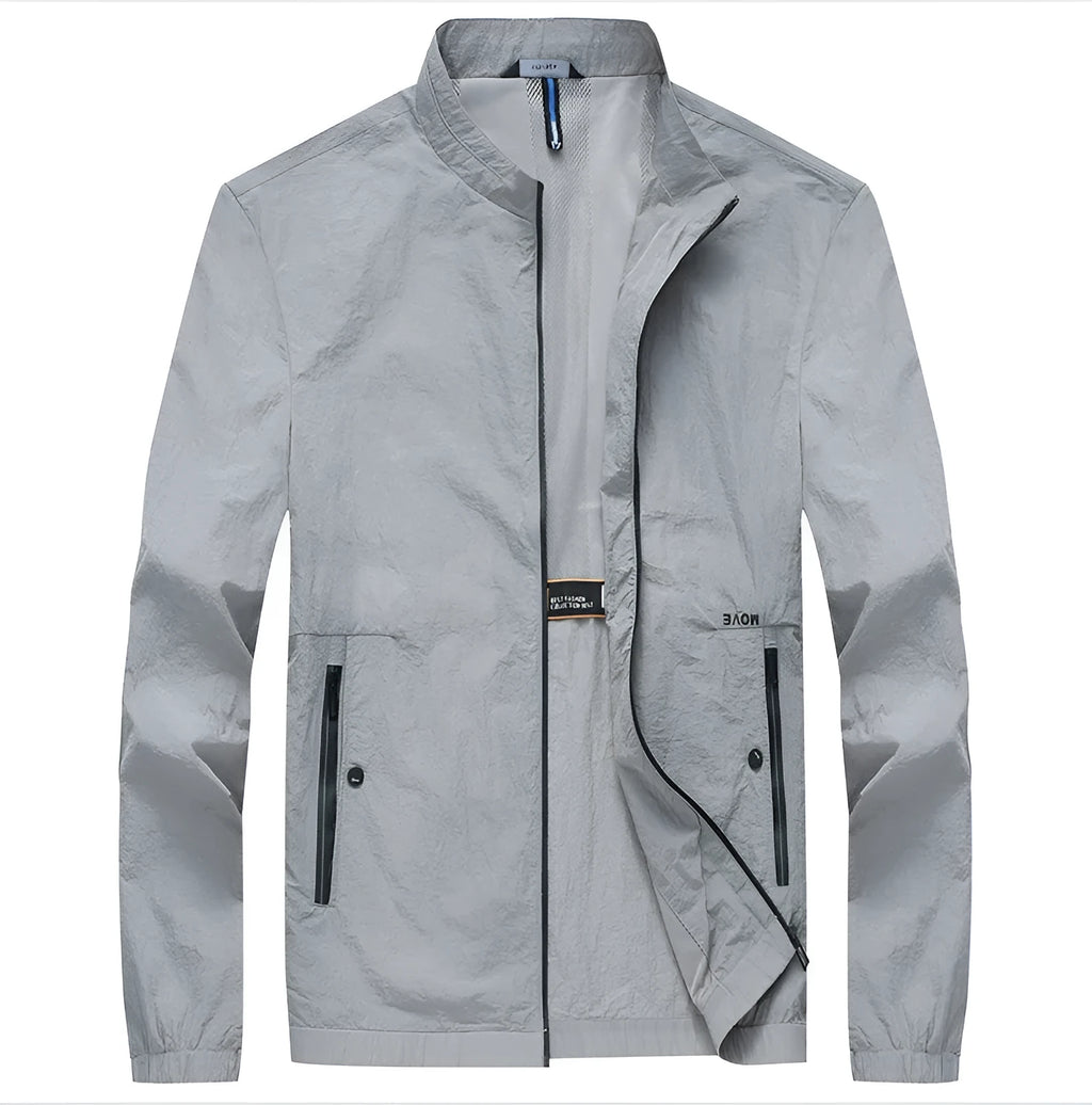 Kentino men's blue lightweight polyester summer shirt on a hanger, showing a fashionable city style cut.