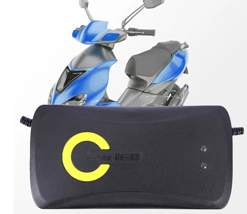 Black alloy electric car charger for 72V 20Ah batteries with automatic power-off
