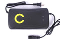 Black alloy electric car charger for 72V 20Ah batteries with automatic power-off