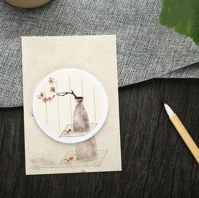 Set of botanical leaf-shaped sticky notes showing eight different designs including ginkgo and maple leaf patterns