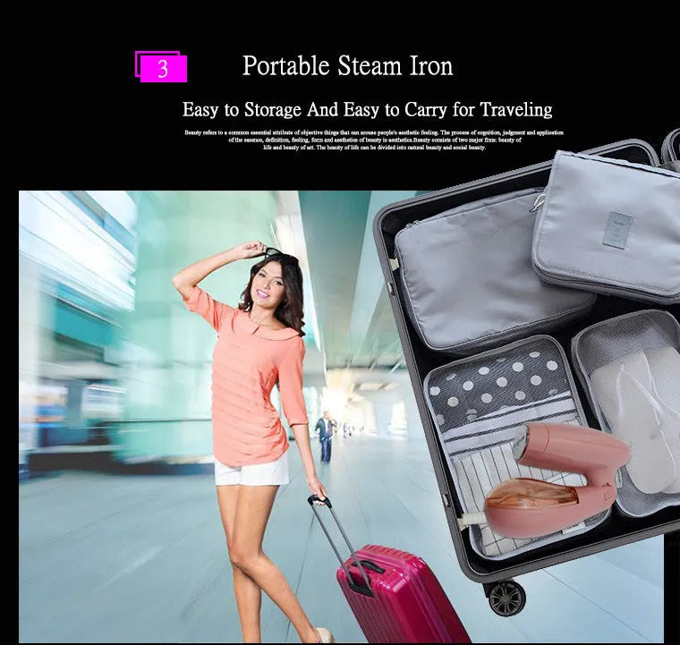 Sokany pink handheld steam ironing brush with 1500W power for clothes wrinkle removal