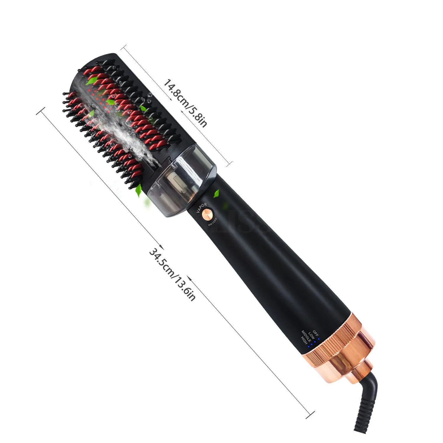 Black and pink wet dry anion infrared hot air comb with tourmaline ceramic barrel