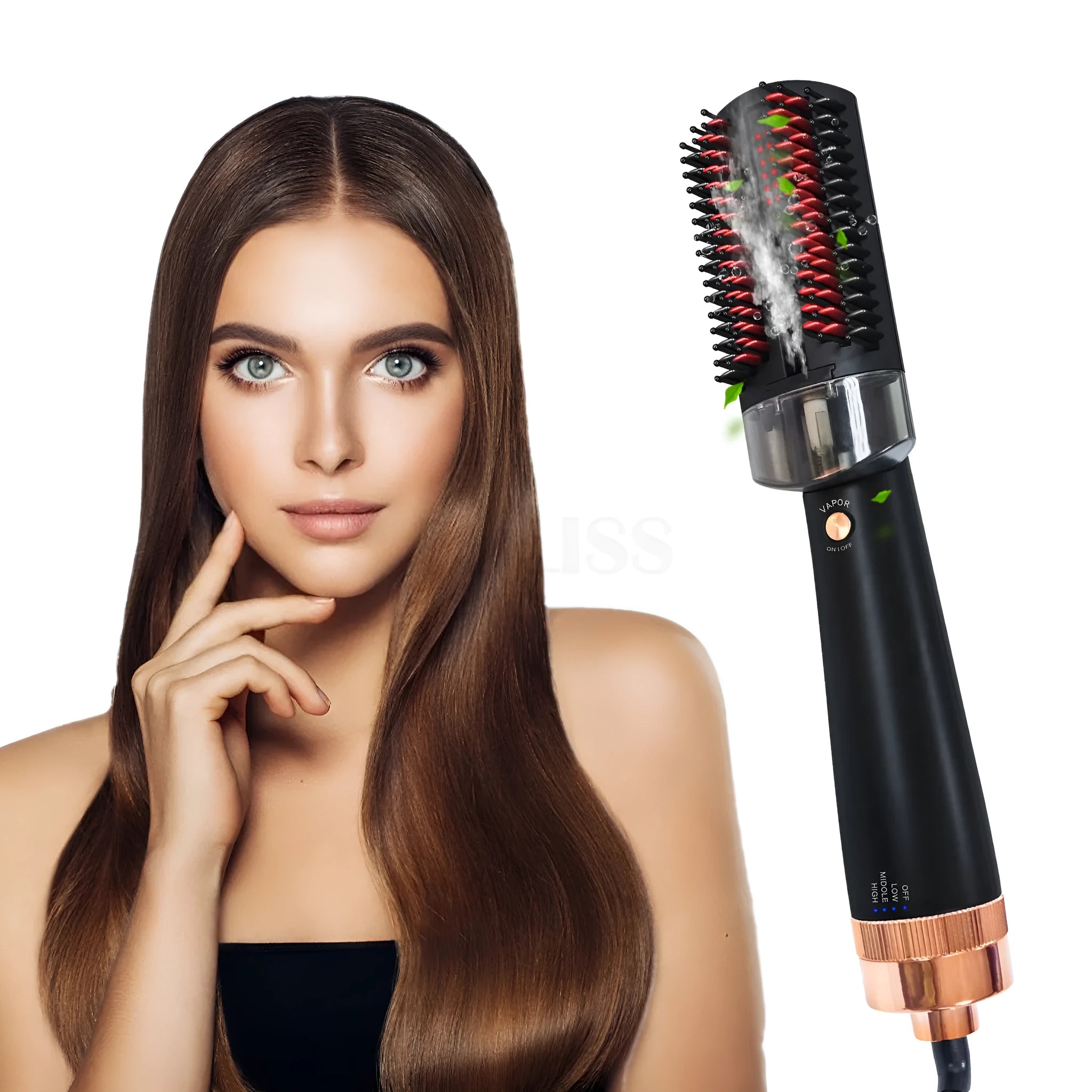 Black and pink wet dry anion infrared hot air comb with tourmaline ceramic barrel