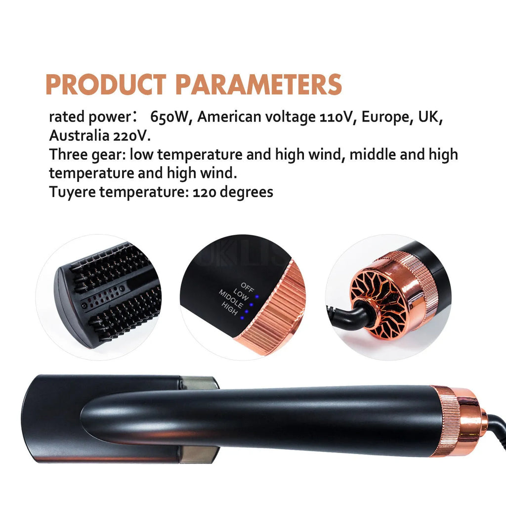 Black and pink wet dry anion infrared hot air comb with tourmaline ceramic barrel