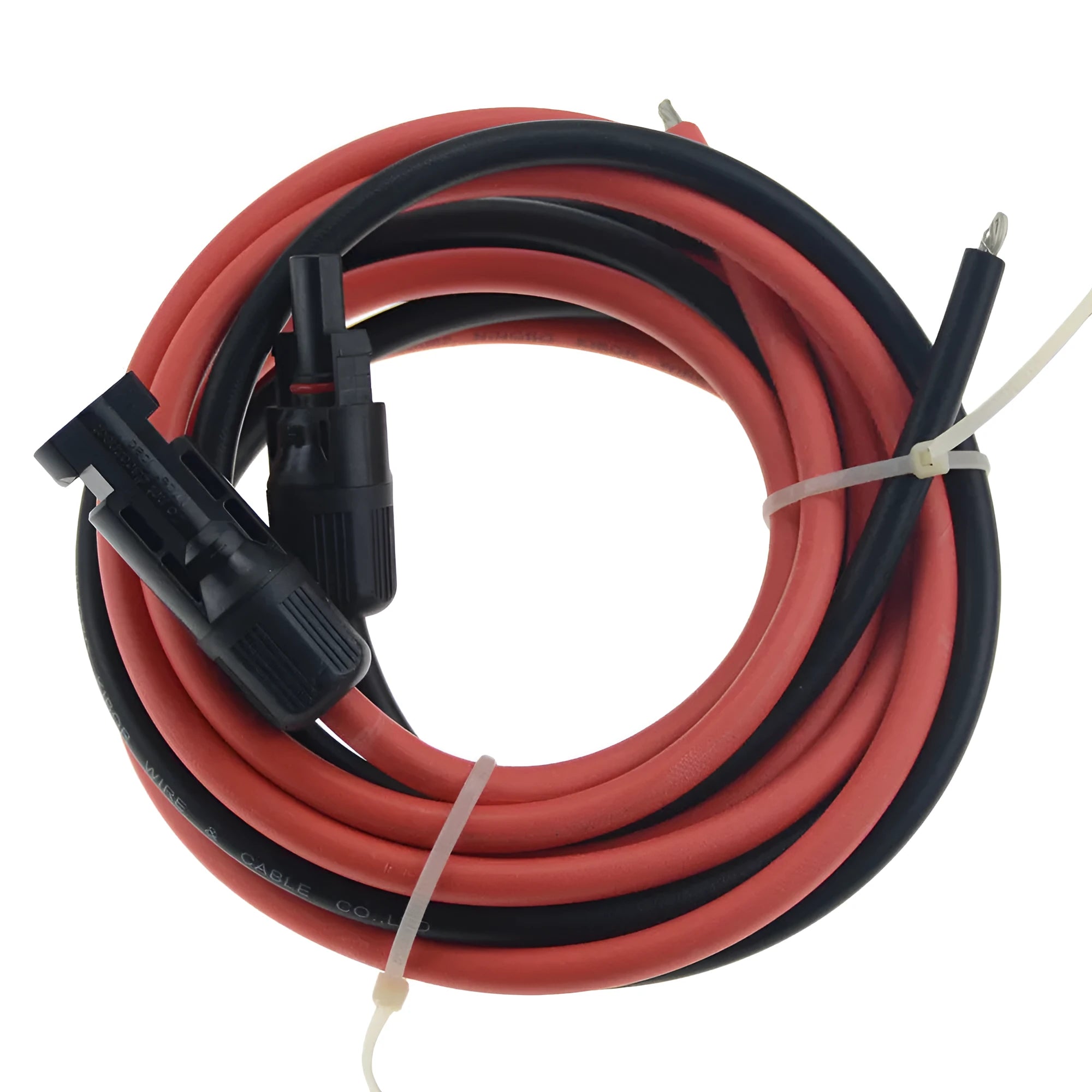 4 square mm single-core solar PV extension cable with black MC4 connectors on both ends.
