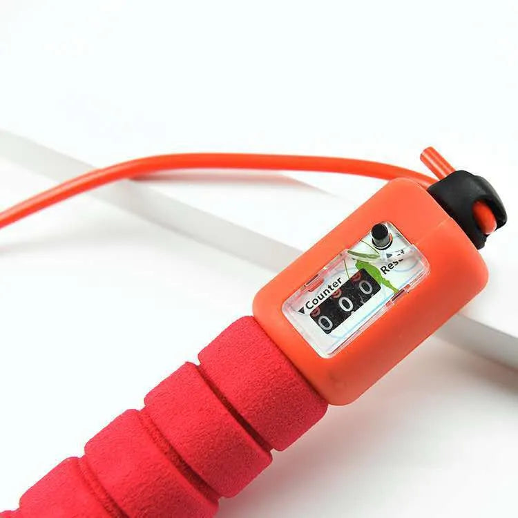 Adult skipping rope with counting display and blue sponge handles