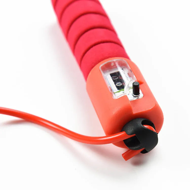 Adult skipping rope with counting display and blue sponge handles