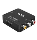 Compact black AV to HDMI converter with 0.5m cable for television connection