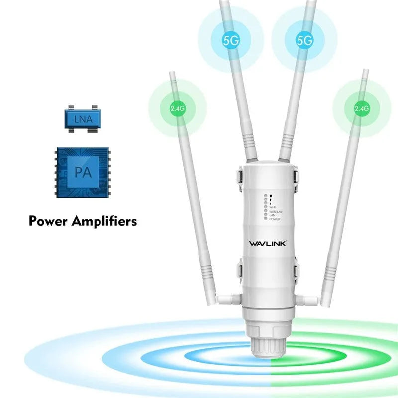 AC600 outdoor wireless access point rangefinder with detachable components and international power adapters