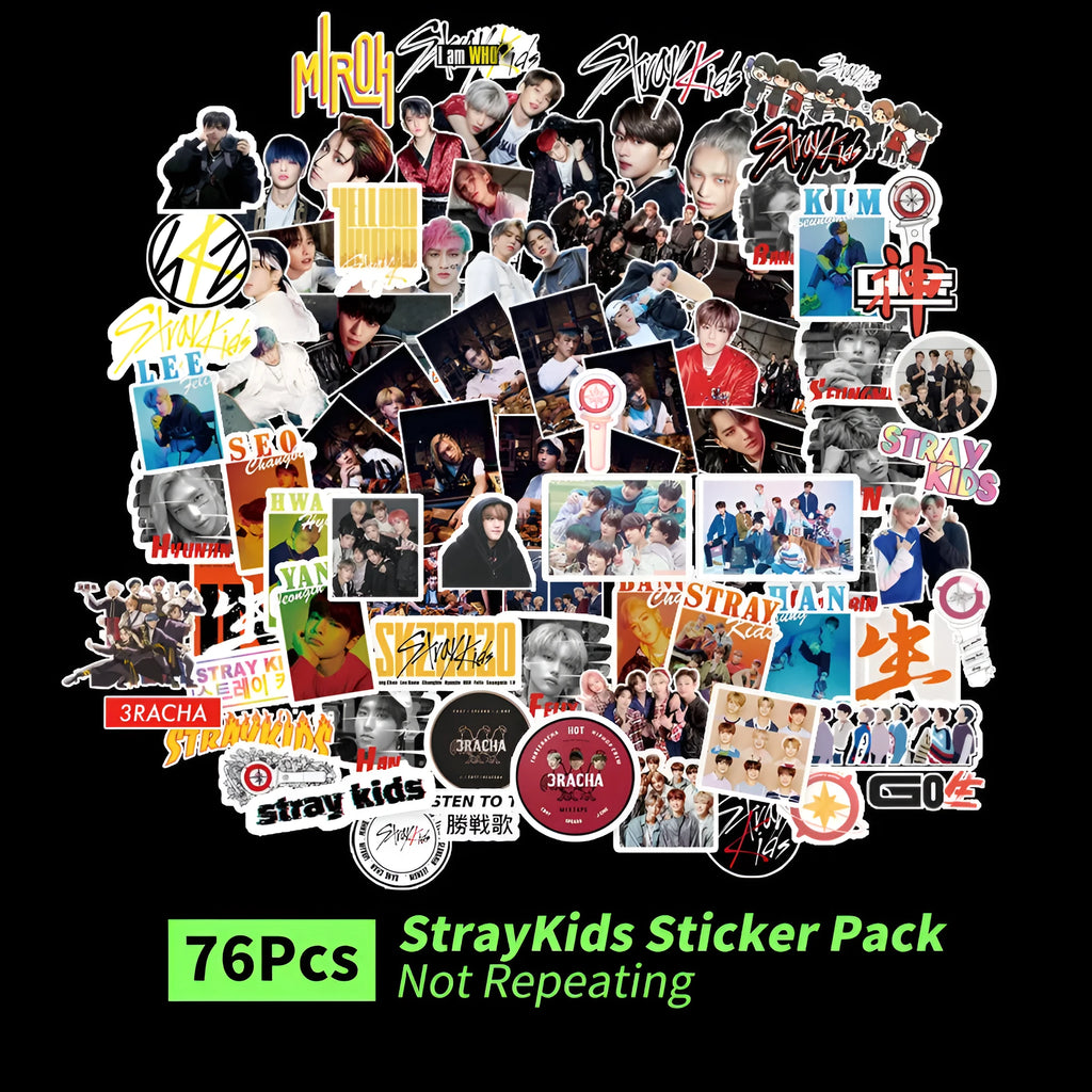 Star-shaped luggage sticker featuring music group designs, size 6cm by 4cm.