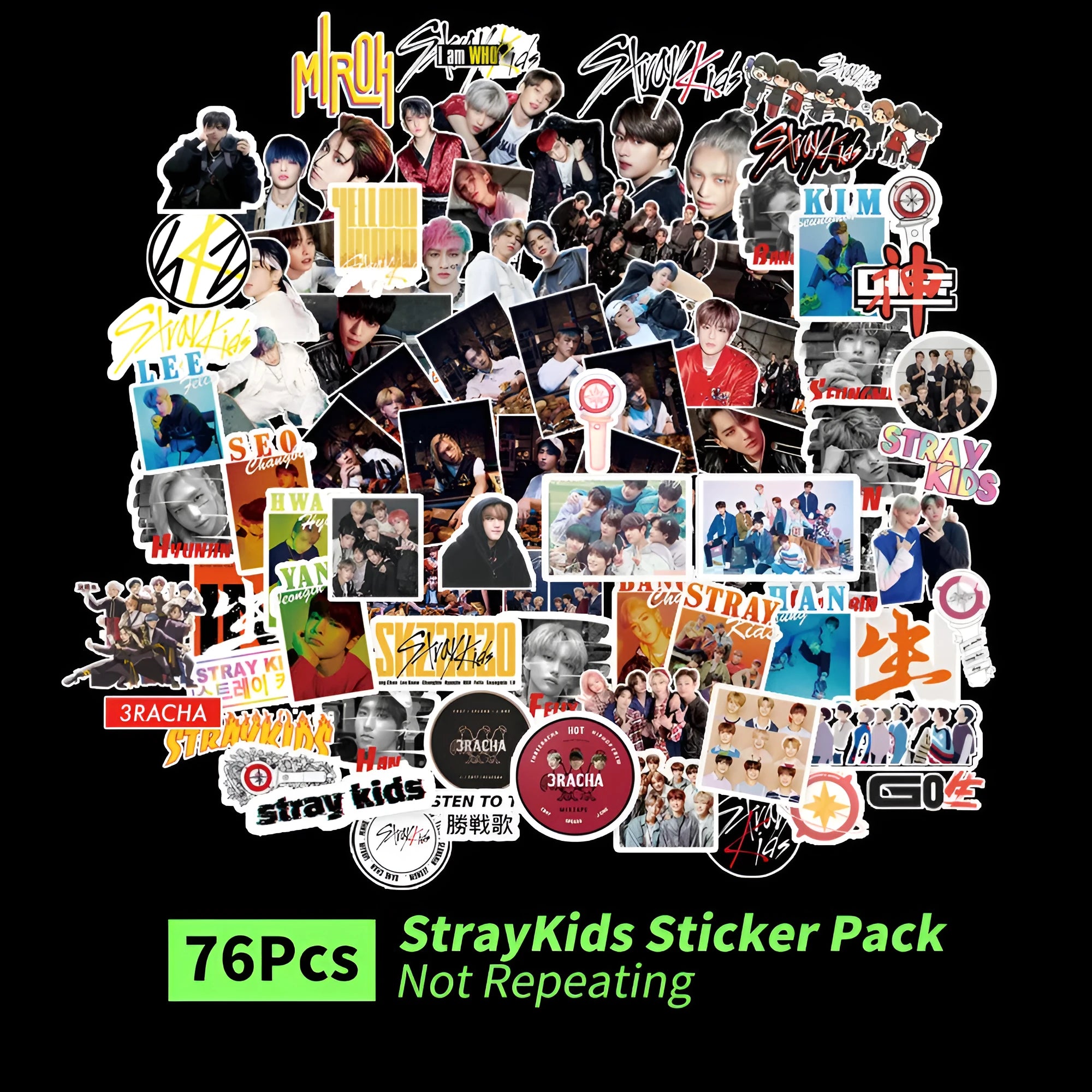 Star-shaped luggage sticker featuring music group designs, size 6cm by 4cm.