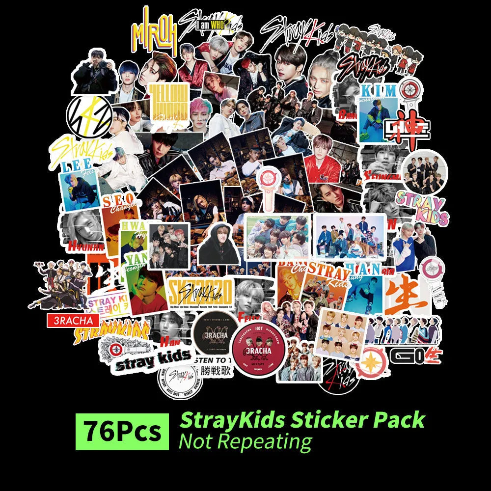 Star-shaped luggage sticker featuring music group designs, size 6cm by 4cm.
