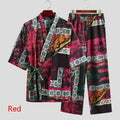 Men's blue 100% cotton half sleeve V-neck lace-up pajama set with pocket