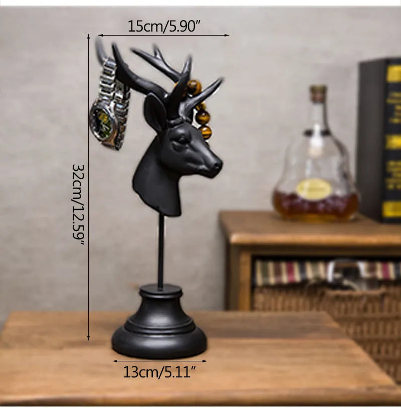 Resin animal home decoration figurine in black, white, or wood colour measuring 13cm by 15cm by 32cm