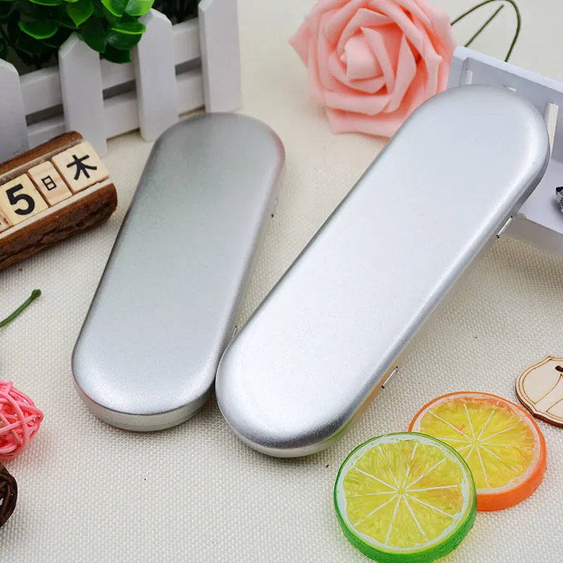Rectangular tinplate metal box 175x60x18mm for pen and cosmetic storage