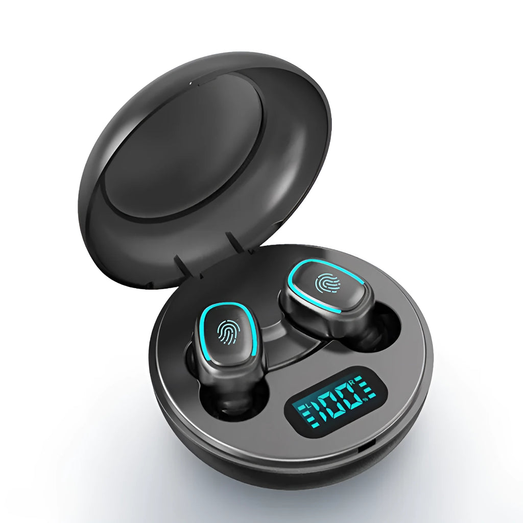 Private mode TWS 5.0 Bluetooth wireless earbuds in white, black, and red colour options