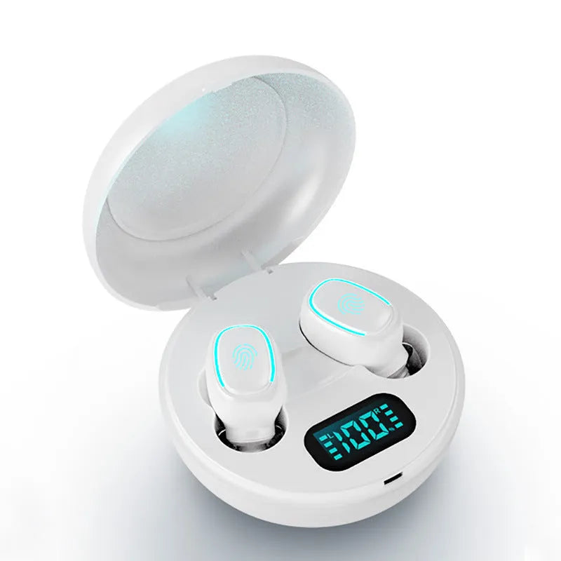Private mode TWS 5.0 Bluetooth wireless earbuds in white, black, and red colour options