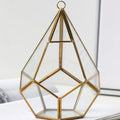 Golden love design metal and glass succulent planter for home decoration.