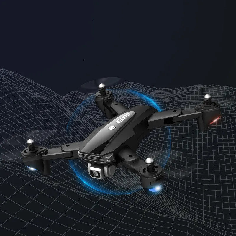Black or red folding quadrocopter drone with 4K camera and remote control for children