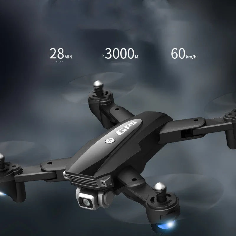 Black or red folding quadrocopter drone with 4K camera and remote control for children