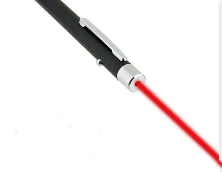 Black red laser pointer presentation pen measuring 13.5cm long