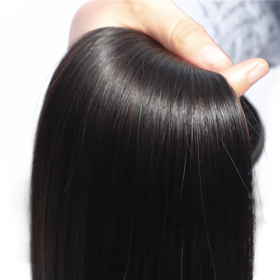 Smooth real hair weave in natural colour, 8-30 inch lengths, machine made