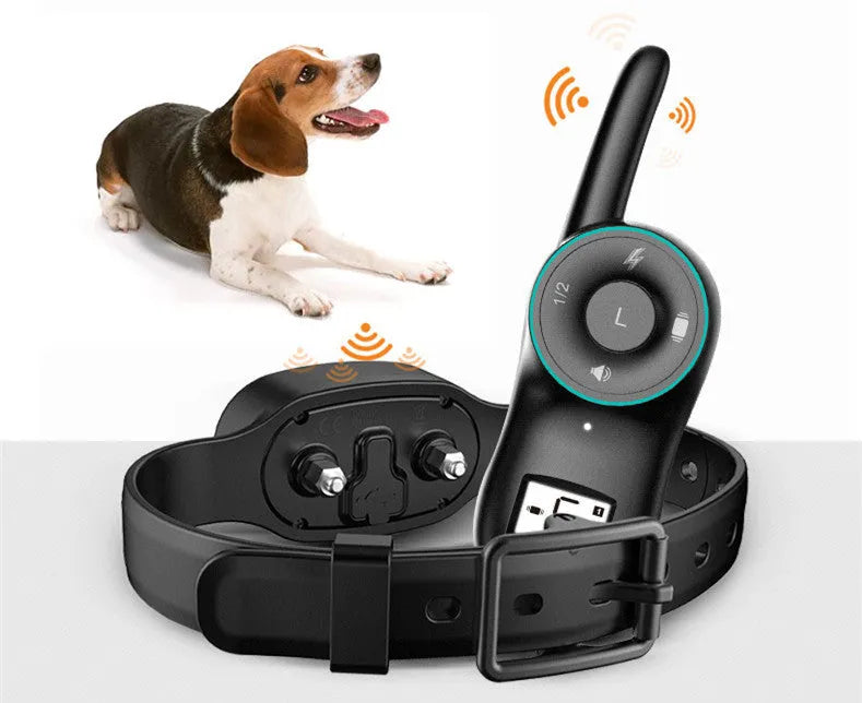Waterproof rechargeable remote dog training collar with shock vibration sound modes