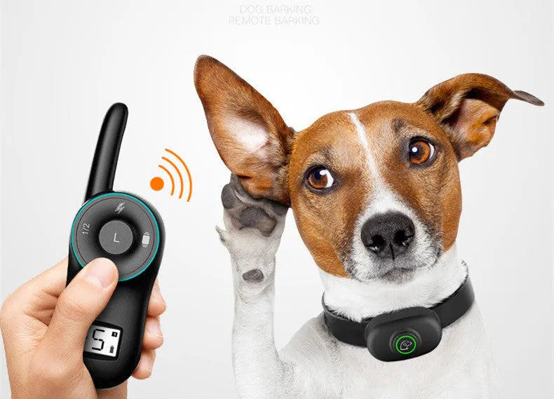 Waterproof rechargeable remote dog training collar with shock vibration sound modes