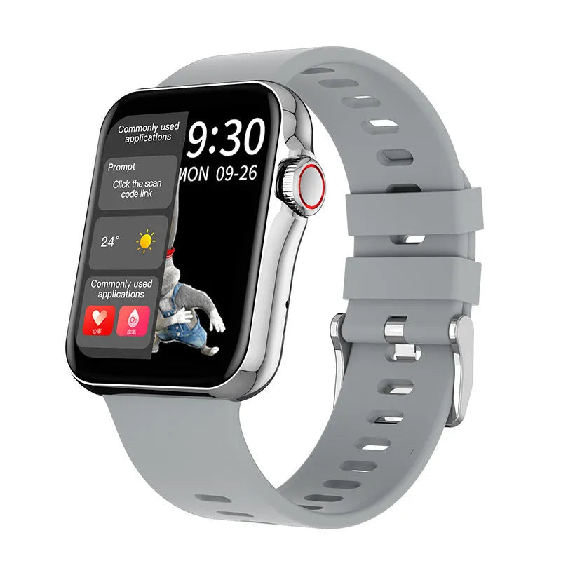 D06 smart watch with colour screen and black silicone strap on a wrist