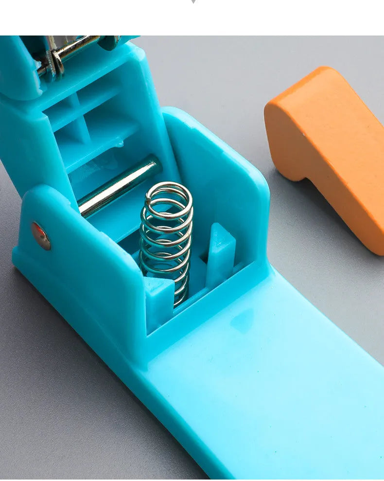 Black rotatable student stapler showing 360-degree head rotation and centre seam binding guide.
