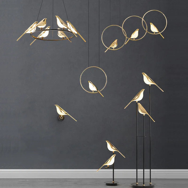 Modern simplicity magpie bird LED wall lamp in aluminium and zinc alloy, single-head style, for indoor installation