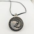 Viking pendant necklace retro silver alloy 40mm x 38mm on leather rope