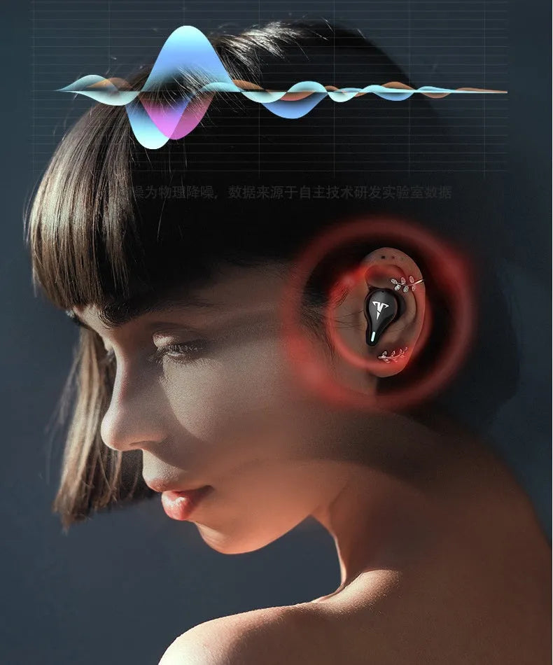 Wireless mini in-ear noise reduction sports stereo gaming headset in black with Bluetooth 5.0 and battery display