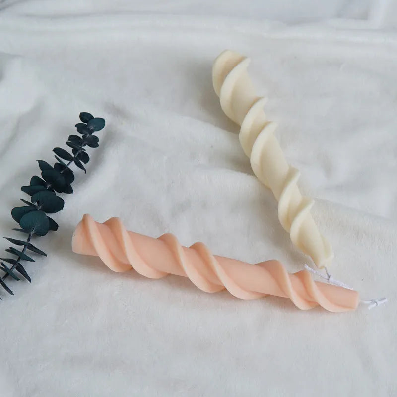 Spiral lace rod silicone candle mould for handmade craft candles with rotational design