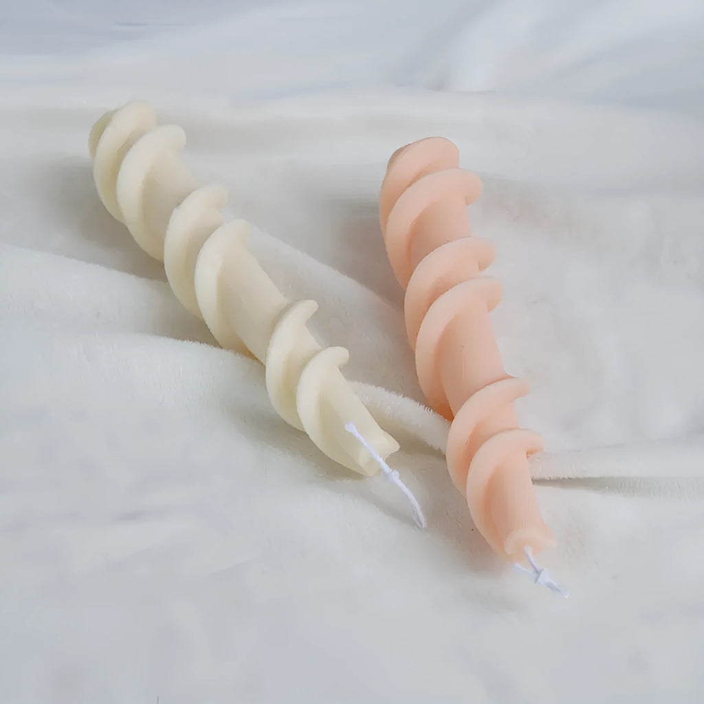 Spiral lace rod silicone candle mould for handmade craft candles with rotational design