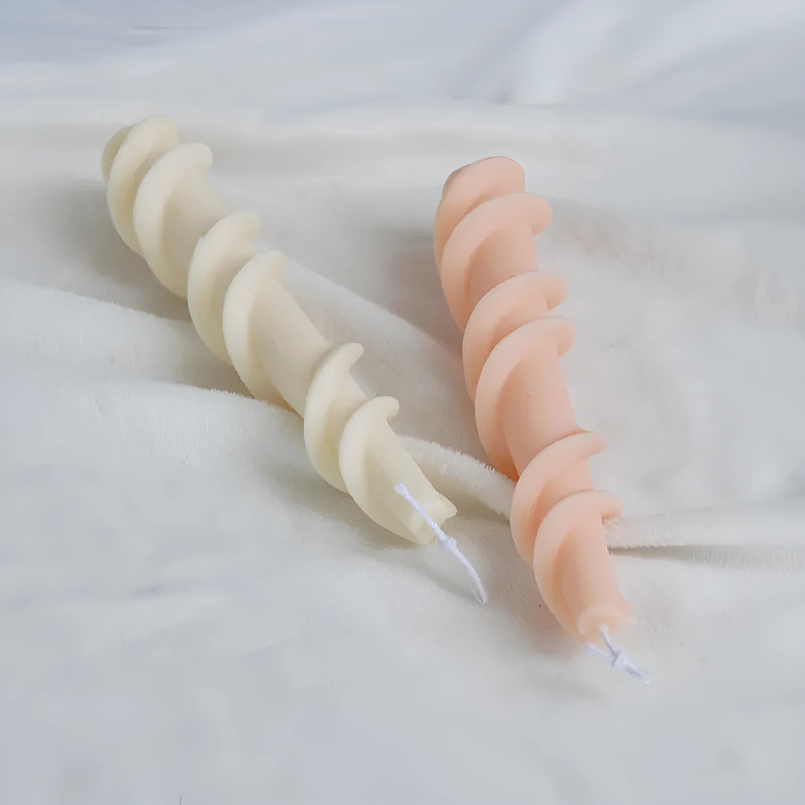 Spiral lace rod silicone candle mould for handmade craft candles with rotational design