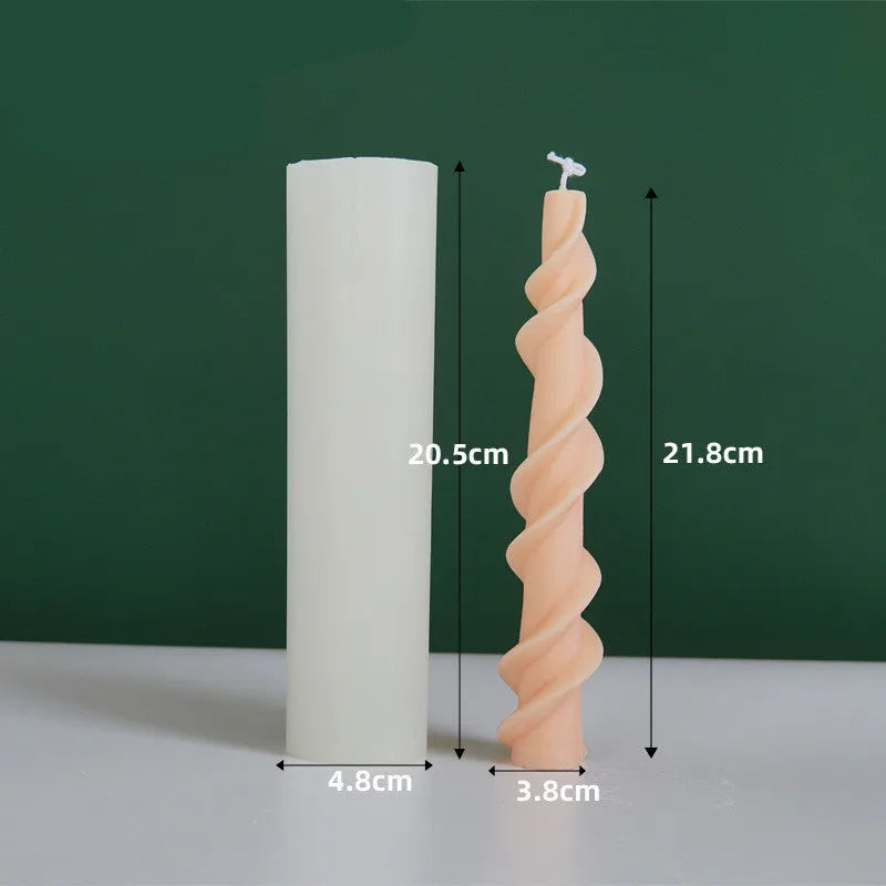 Spiral lace rod silicone candle mould for handmade craft candles with rotational design