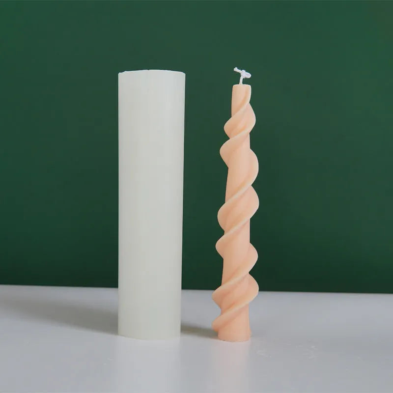 Spiral lace rod silicone candle mould for handmade craft candles with rotational design