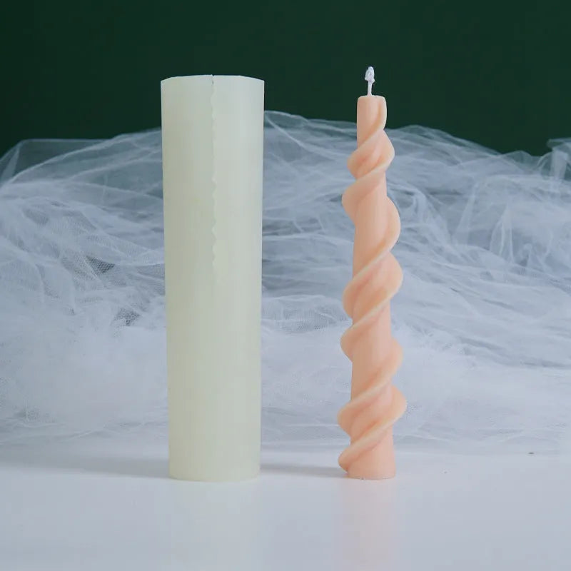 Spiral lace rod silicone candle mould for handmade craft candles with rotational design