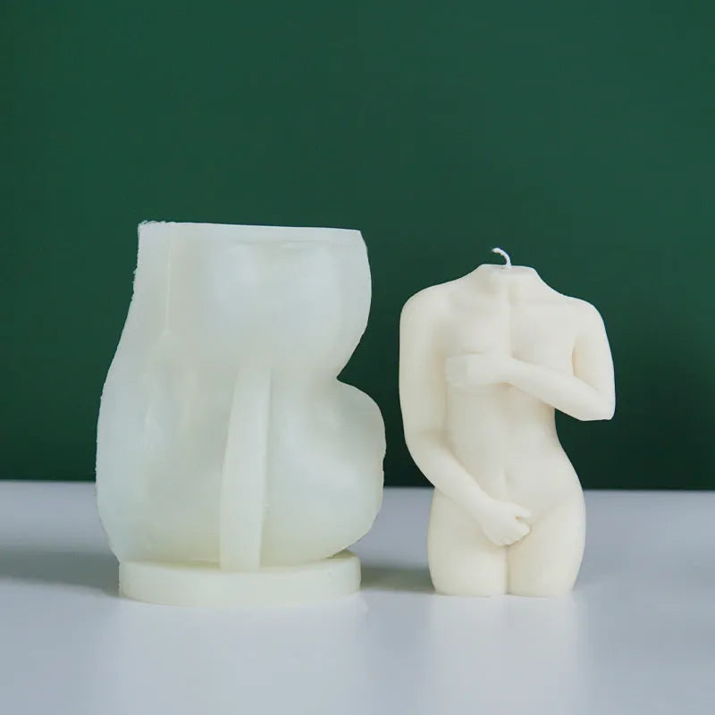 Silicone female body candle mould showing detailed shy pose designs for crafting