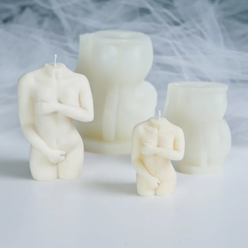 Silicone female body candle mould showing detailed shy pose designs for crafting