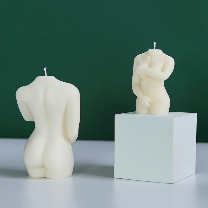Silicone female body candle mould showing detailed shy pose designs for crafting