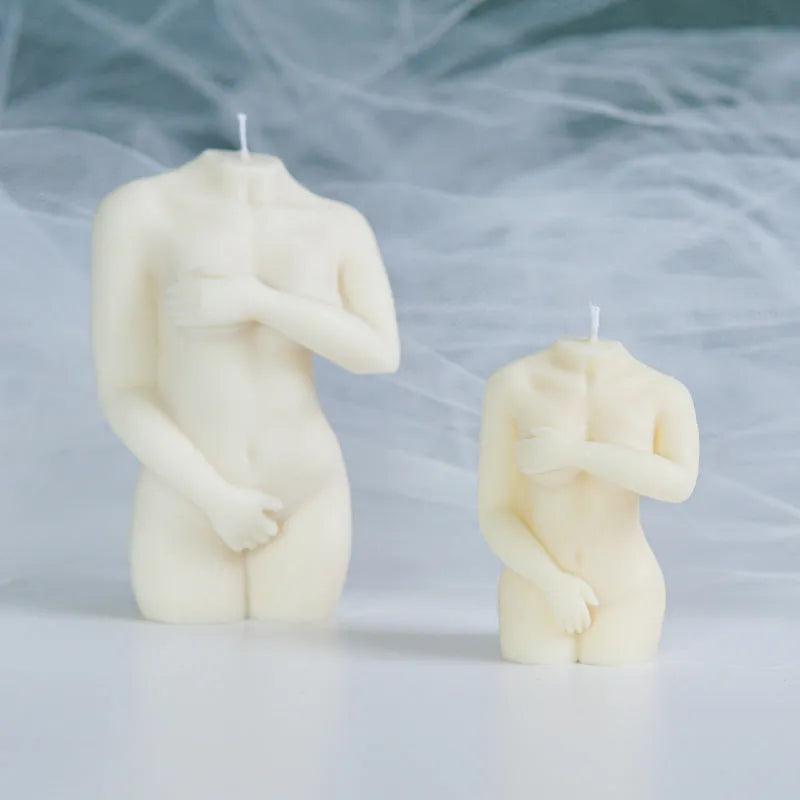 Silicone female body candle mould showing detailed shy pose designs for crafting