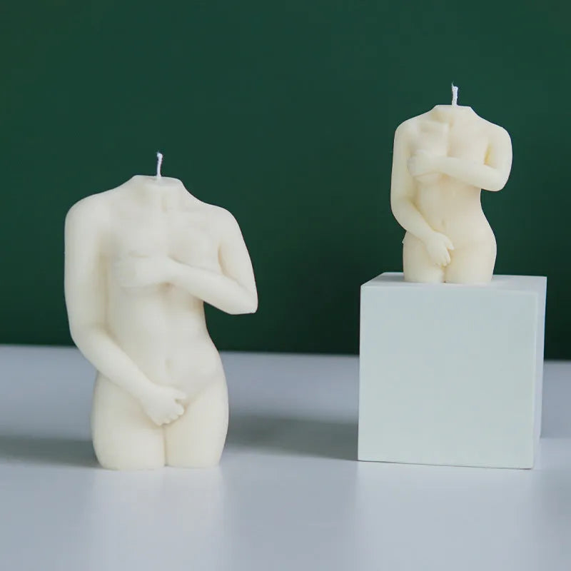 Silicone female body candle mould showing detailed shy pose designs for crafting